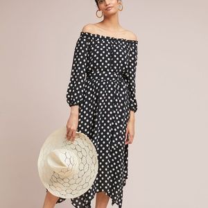Anthro Maeve Dotted Off-The-Shoulder Dress M